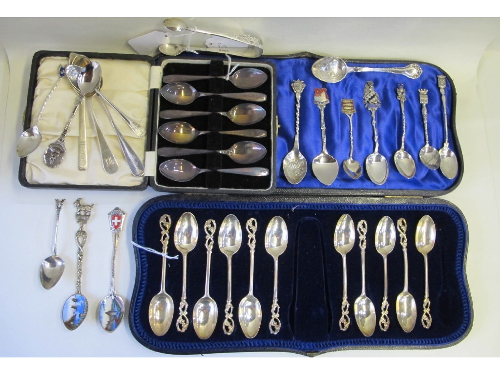 Appraisal: Lot comprising cased set of six silver spoons cased set