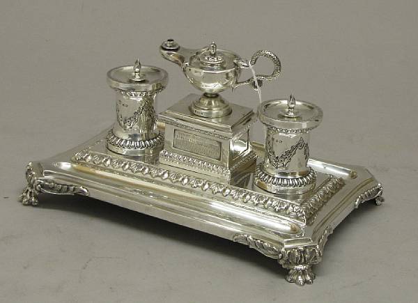 Appraisal: A Victorian silver desk stand as a trophyHy Wilkinson amp