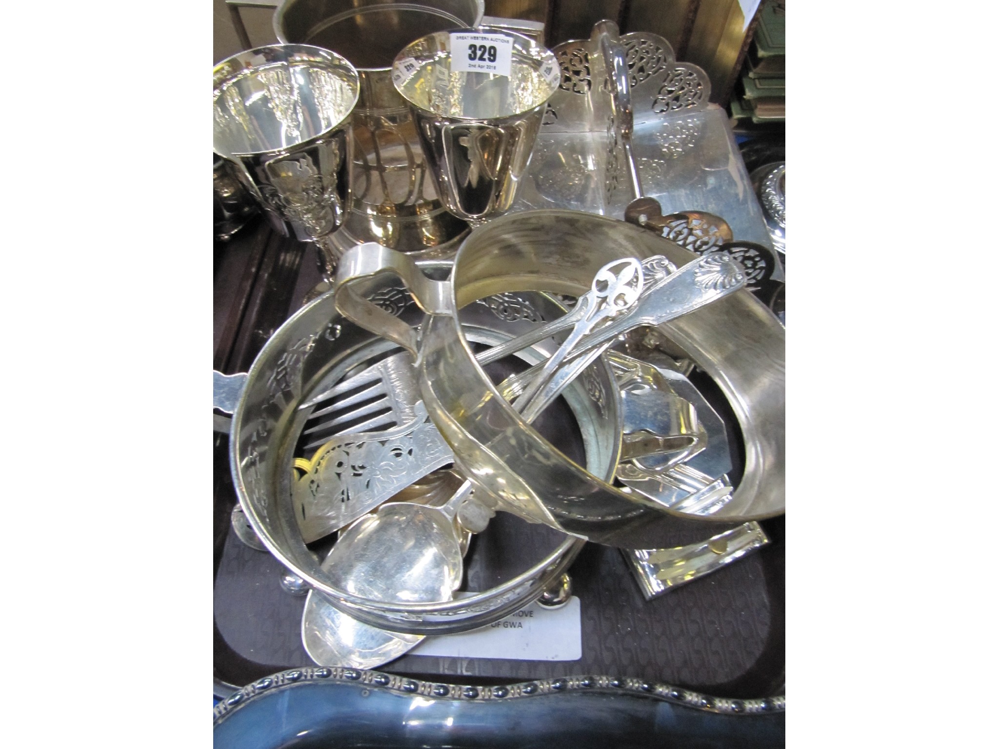 Appraisal: A tray lot of EP - dish frames goblets wine