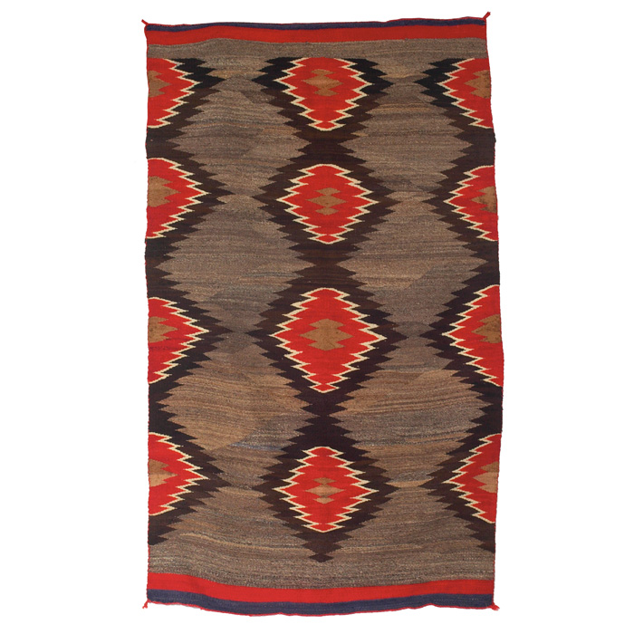 Appraisal: Navajo blanket c serrated diamond pattern in orange brown tan