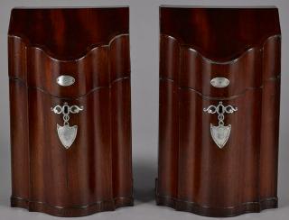 Appraisal: Pair of George III mahogany knife boxes late th c