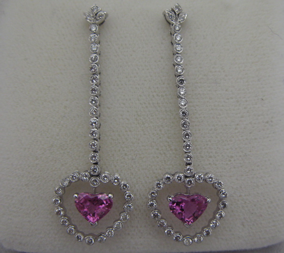 Appraisal: PAIR OF PINK SAPPHIRE DIAMOND AND EIGHTEEN KARAT WHITE GOLD