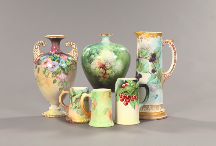 Appraisal: Six-Piece Collection of Hand-Painted American Belleek Porcelain comprised of a