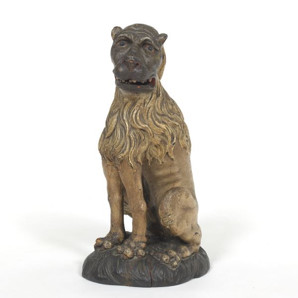 Appraisal: ENGLISH EARLY TH CENTURY CARVED AND PAINTED WALNUT HERALDIC LION