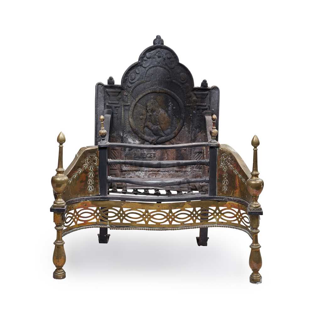 Appraisal: A LATE GEORGE III CAST IRON AND BRASS FIRE GRATE