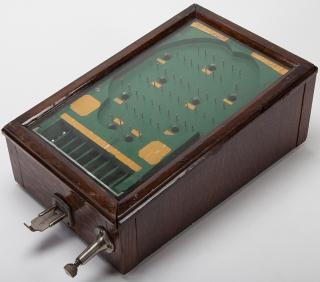 Appraisal: One Cent Marbel Pool Wood Rail Countertop Pinball Machine One