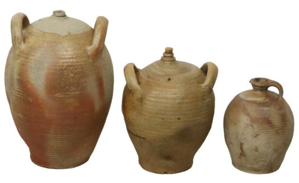 Appraisal: lot of French earthenware vessels including oil jugs having dual