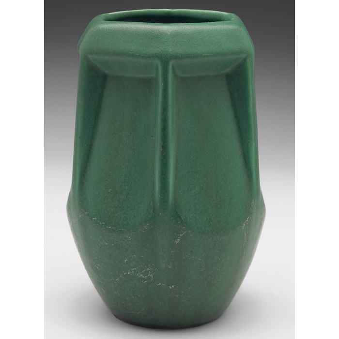 Appraisal: Weller vase bulbous shape with six-sided top covered in a