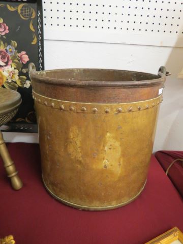 Appraisal: Brass and Copper Large Bucket iron swing handle tall diameter