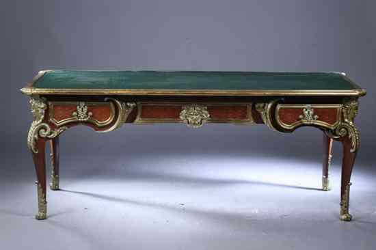 Appraisal: REGENCE STYLE KINGWOOD ROSEWOOD PARQUETRY INLAID AND GILT-METAL MOUNTED BUREAU