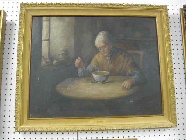 Appraisal: Lydia Fabian Oil Lady Sitting Downto dinner well listed artist