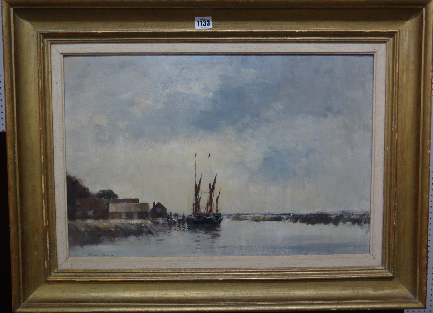 Appraisal: Ian Houston b Sailing barges at Snape oil on board