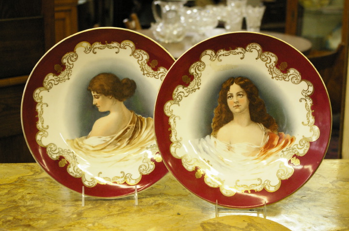 Appraisal: Large Pair of Austrian Porcelain Portrait Bowls first quarter th