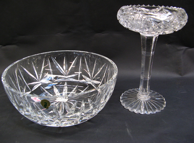 Appraisal: WATERFORD CRYSTAL BOWL AND CUT CRYSTAL COMPOTE The Waterford bowl