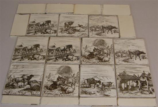 Appraisal: Eleven Minton Hollins Co tiles after with transfer printed decoration