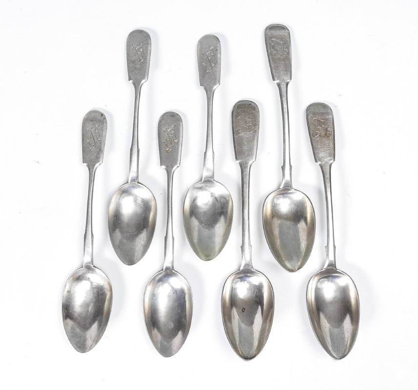 Appraisal: RUSSIAN SILVER SERVING SPOONS spoons total each monogrammed to include