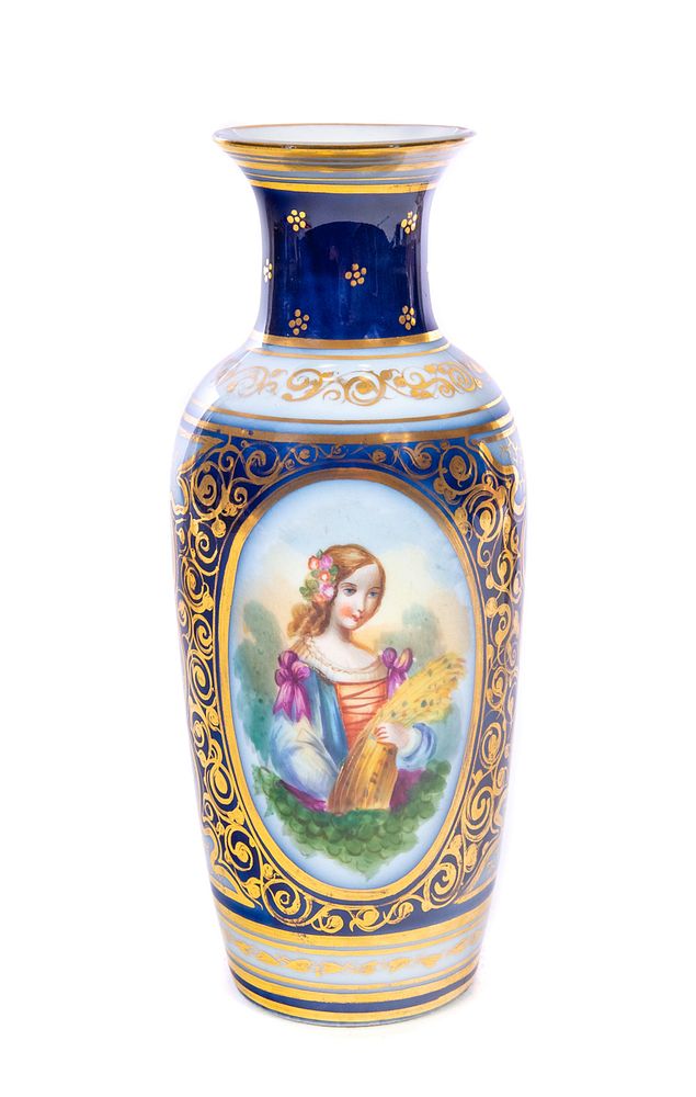 Appraisal: Old Paris Flow Blue Porcelain Portrait Vase Old Paris Porcelain