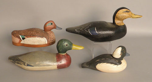 Appraisal: Group of four decoys late th c cork body cinamon