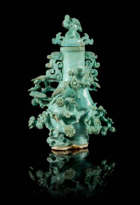 Appraisal: Sale Lot A Carved Turquoise Snuff Bottle of baluster form