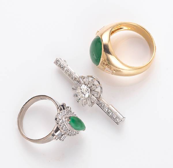 Appraisal: A collection of diamond jadeite jade k and k gold