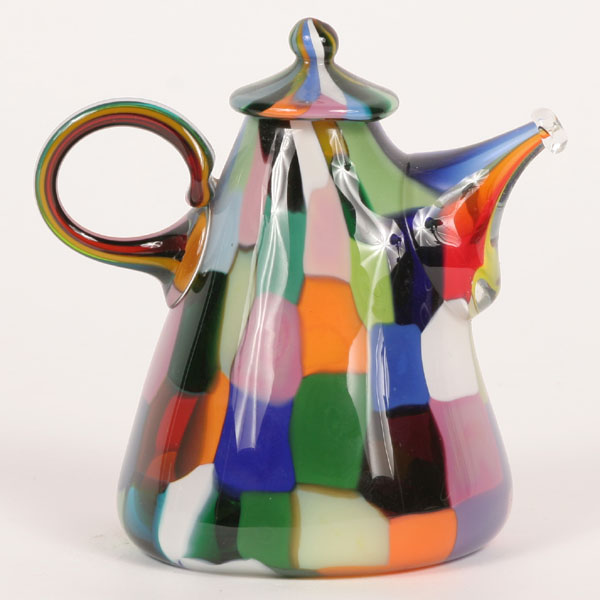 Appraisal: Richard Marquis American b non-functional teapot composed of polychrome opaque