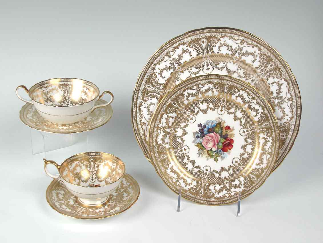 Appraisal: AYNSLEY BONE CHINA SERVICE FOR SIGNED JA BAILEY pieces to