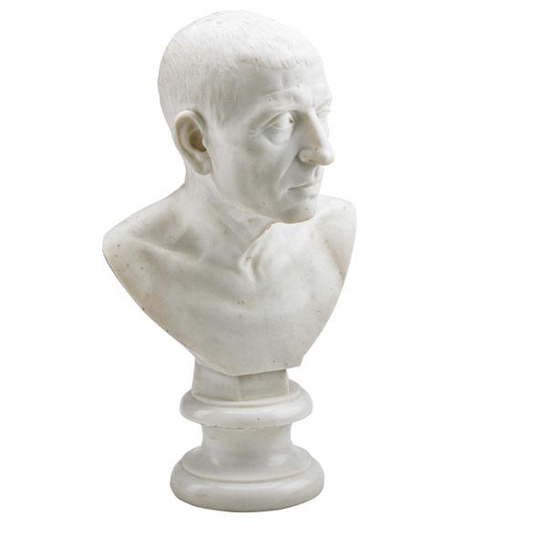 Appraisal: MARBLE PORTRAIT BUST Depicting a Roman statesmen Italy th c