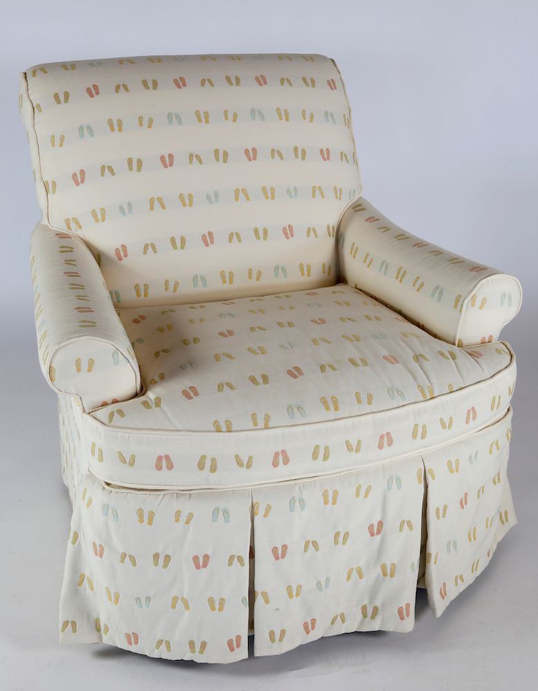 Appraisal: Beachley Skirted Club Chair Upholstered in Flip Flop Fabric Exclusive