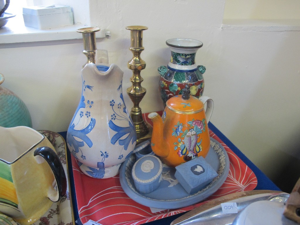 Appraisal: Tray of assorted ceramics including Wedgwood Jasper Ware Victorian Jug