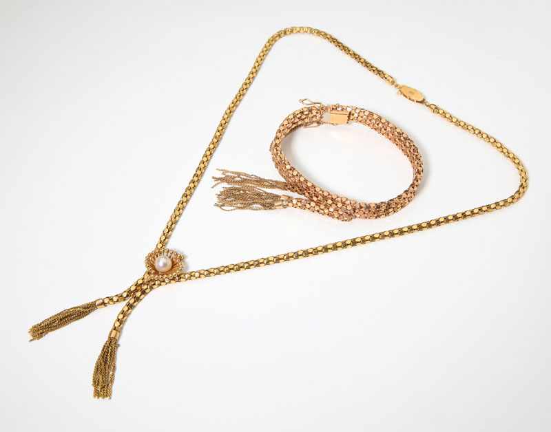 Appraisal: K rose gold bracelet and an K yellow gold tassel