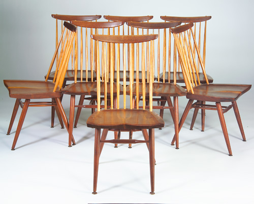 Appraisal: GEORGE NAKASHIMA Set of eight walnut New chairs each with