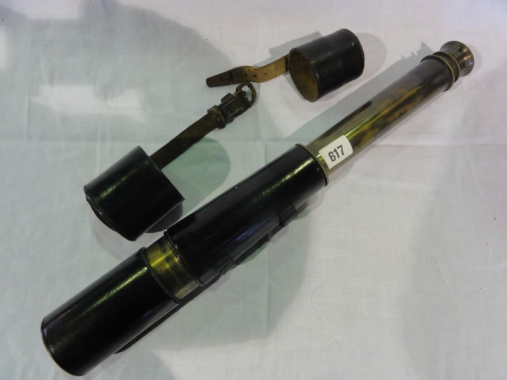 Appraisal: A good quality leather bound brass telescope made by J