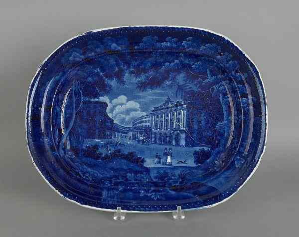 Appraisal: Historical blue Staffordshire platter th c depicting Regent's Street in