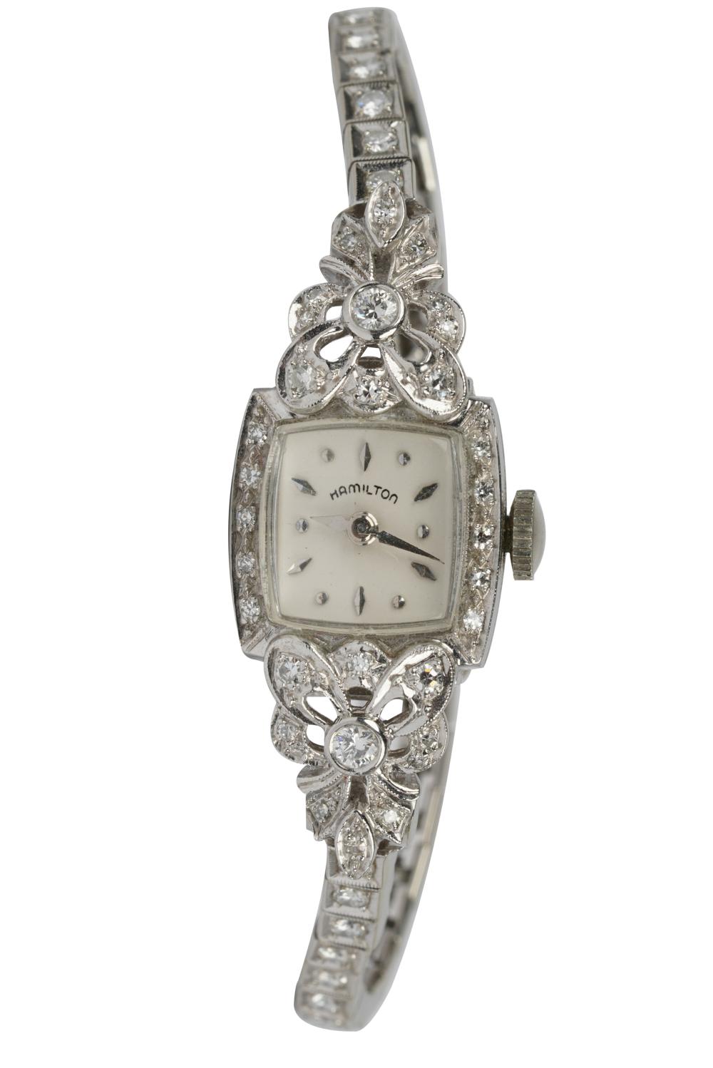 Appraisal: HAMILTON PLATINUM DIAMOND WATCHwith a karat white gold bracelet the