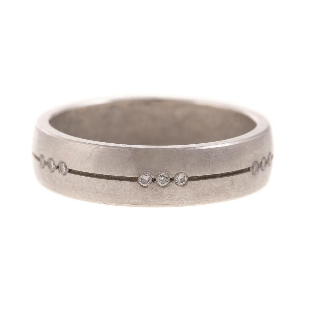 Appraisal: A Wide K White Gold Diamond Wedding Band K white