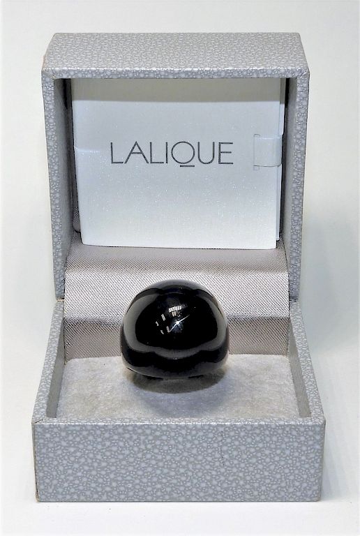 Appraisal: Lalique France Black Crystal Gourmande Ring France th Century Crystal