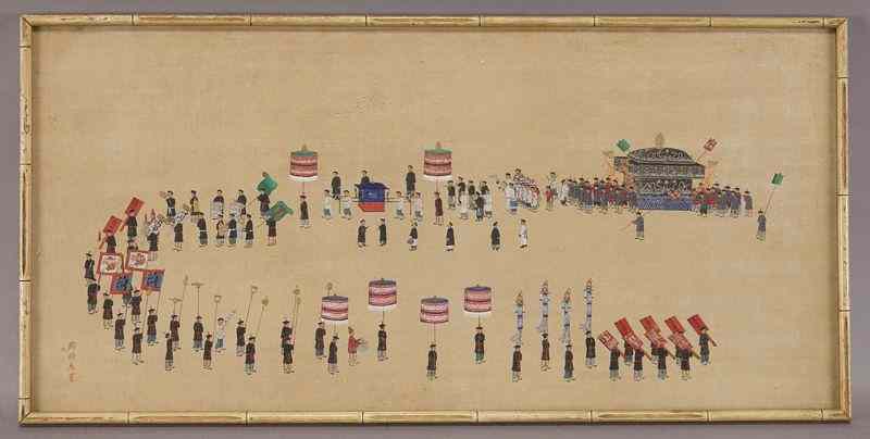 Appraisal: Chinese Qing watercolor on silk paintingdepicting the Honor Guards of