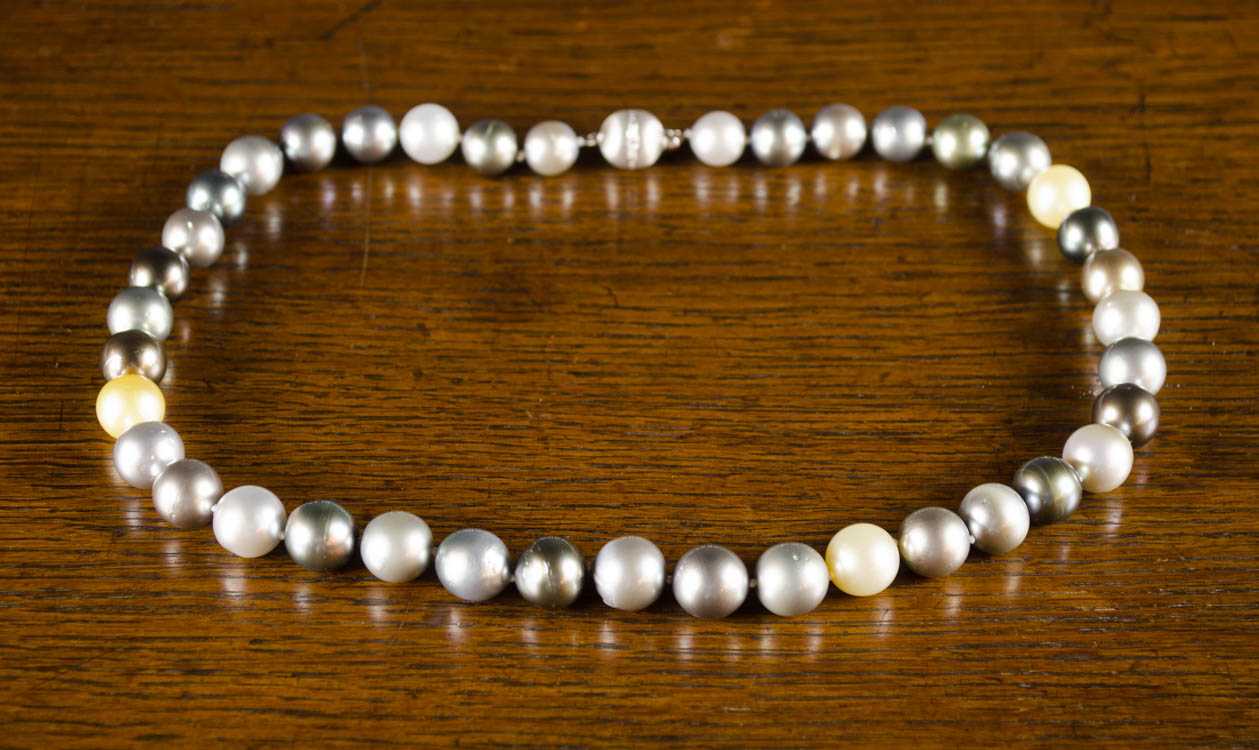 Appraisal: TAHITIAN AND SOUTH SEA MULTI-COLOR PEARL NECKLACE measuring - inches