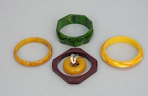 Appraisal: A Lot of Bakelite Bangles Fur Clip One burgundy square