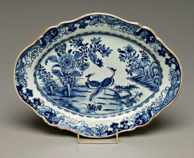 Appraisal: Chinese export blue and white platter oval with shaped rim