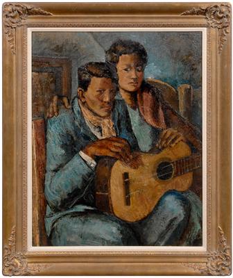 Appraisal: Pedro Creixams painting Spanish - quot Couple d Espagnols a