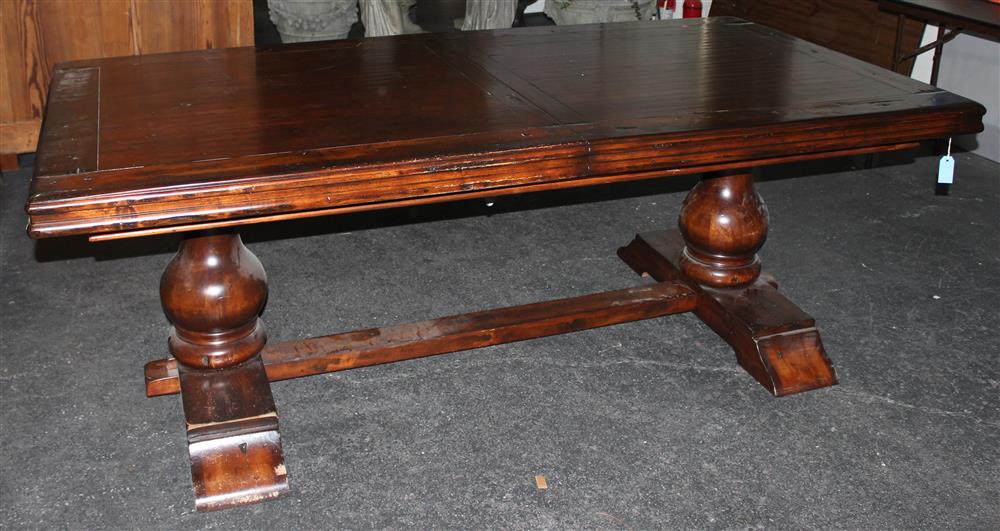 Appraisal: LARGE TRESTLE TABLE WITH TWO LEAVES having a rectangular form