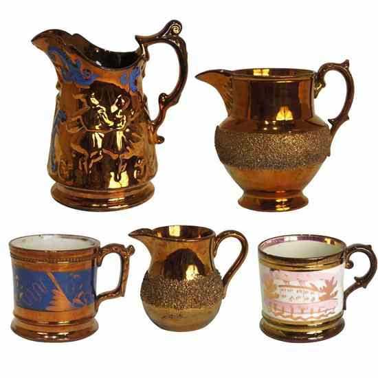 Appraisal: A Collection of English Copper Lustre Pottery circa - comprising