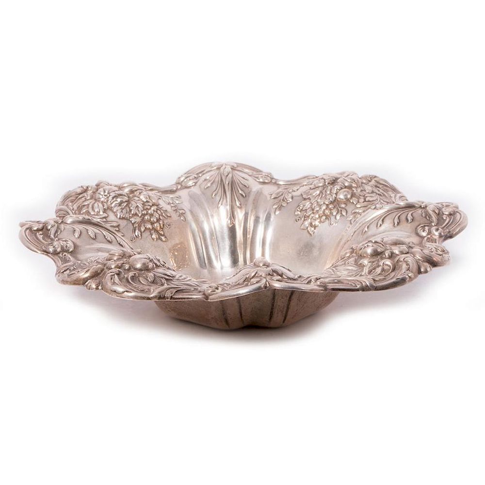 Appraisal: Sterling Silver Bowl Sterling Bowl with Repousse of fruit and