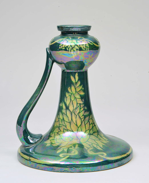 Appraisal: A TH CENTURY ART NOUVEAU STYLE LUSTRE CANDLESTICK with spreading