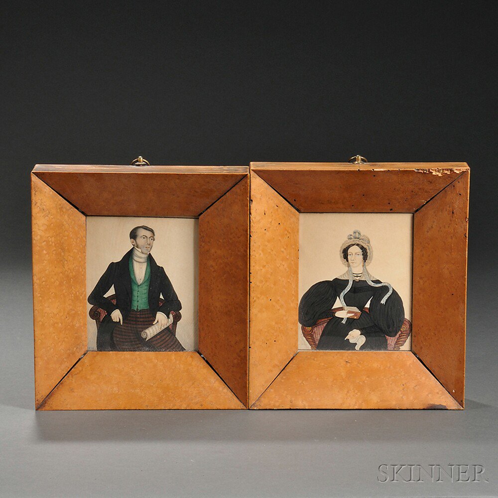 Appraisal: English School c - Two Miniature Portraits of a Man