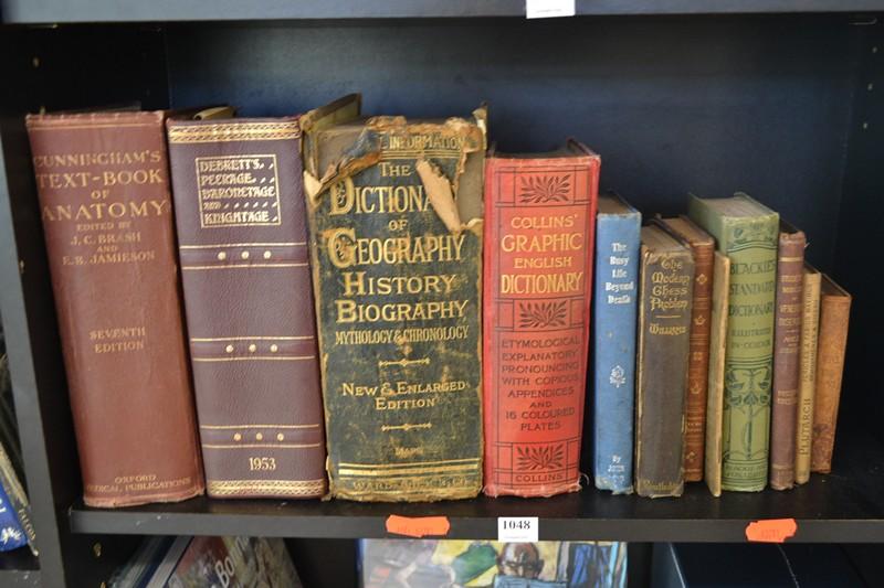 Appraisal: ONE SHELF OF DICTIONARIES AND MEDICAL REFERENCE