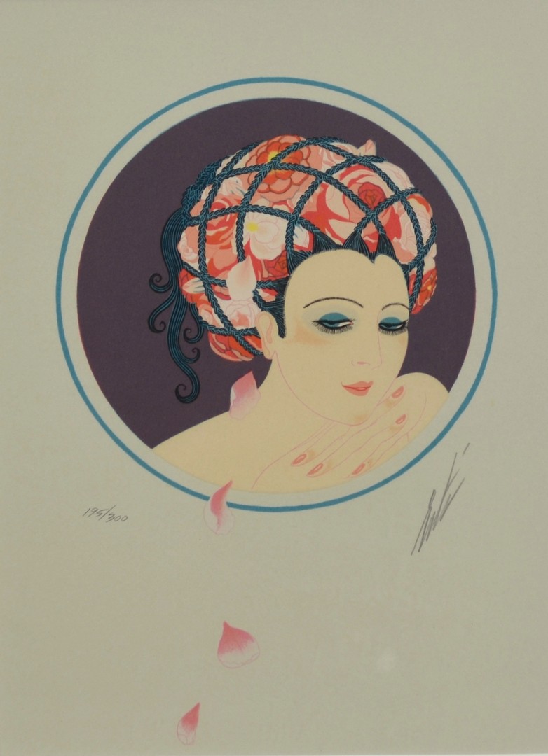 Appraisal: Erte Romain de Tirtoff Russian French - lithograph Rose Turban