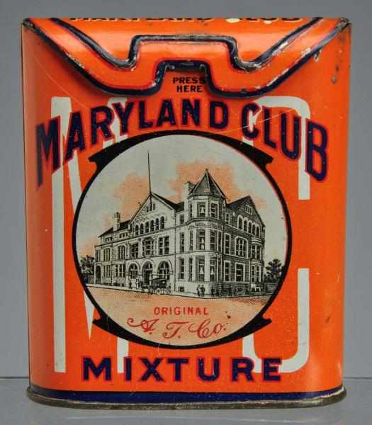 Appraisal: Maryland Club Flip-Top Vertical Pocket Tin Description Great example with