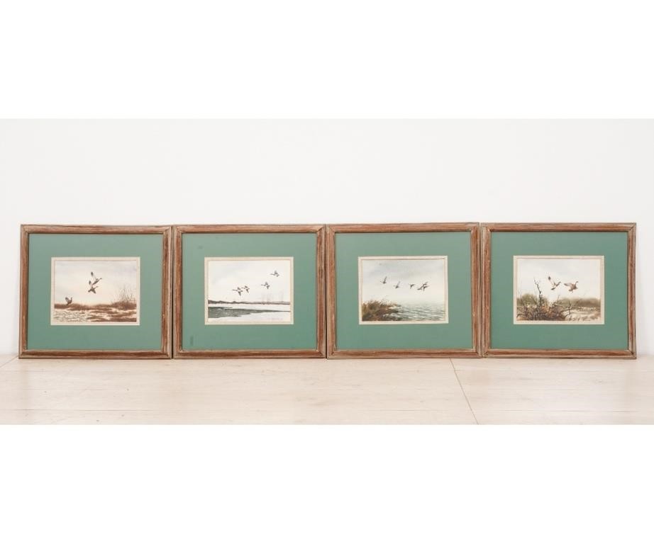 Appraisal: Four framed and matted watercolors of water fowl by David